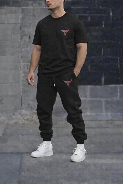 zeag Men's Small Bull Printed Tracksuit T-Shirt Set