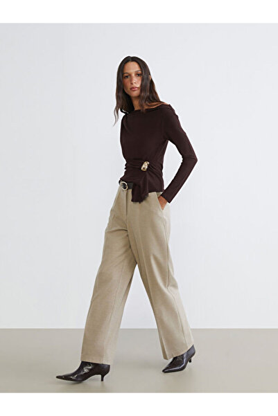 LC Waikiki Rmz Gi̇yi̇m Farkiyla Women's Wide Leg Pants with Waist Belt
