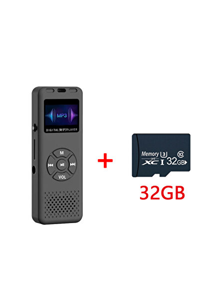 Choice8 أسود اللون، مزود بمسجل صوت رقمي/صوت/مسجل صوت بسعة 32 جيجابايت، مشغل M...