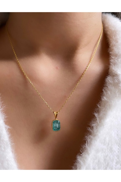 Src Jewelry 925 Ayar Gümüş Yeşil Paraiba Kolye&Küpe Set