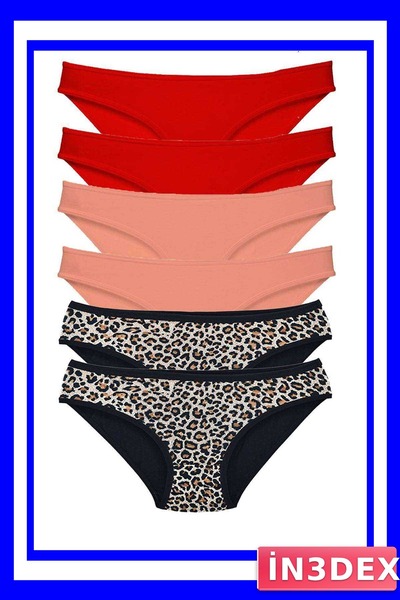 İN3DEX Lycra Women's Slip Panties 6 Pack Leopard Patterned