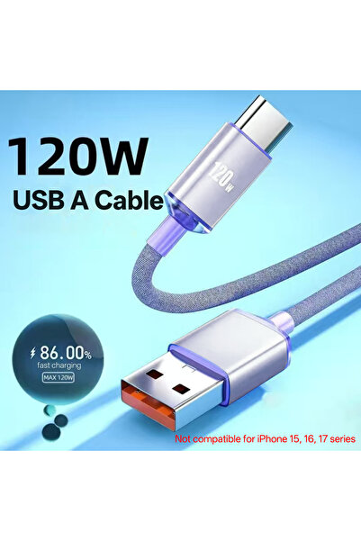 Choice9 كابل USB-A بنفسجي اللون بطول 1.5 متر من NNBILI، جديد، بقدرة 120 واط، ...