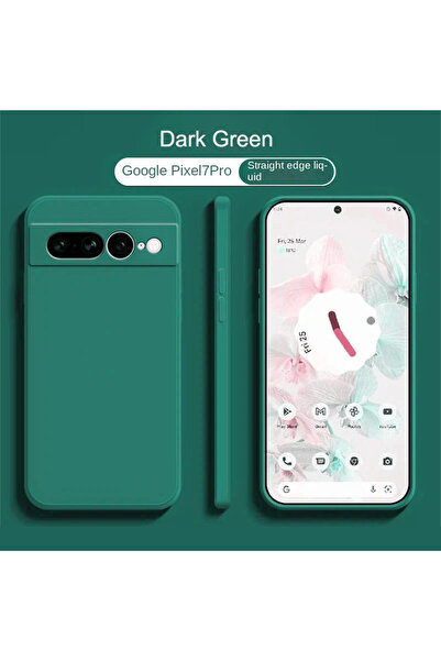 Choice26 جراب سيليكون سائل ناعم لون سادة أخضر داكن لهاتف Pixel 8 Pro، مناسب أ...