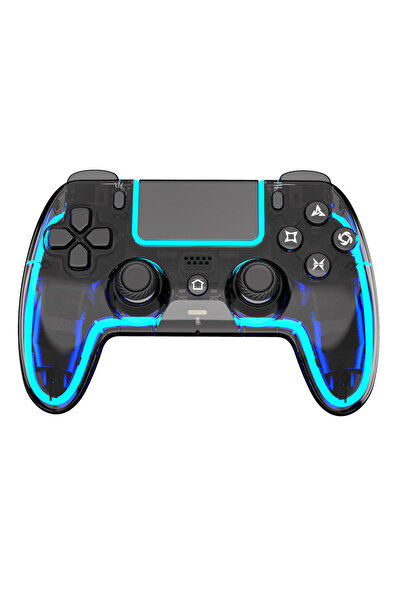 Choice وحدة تحكم لاسلكية سوداء STK-5007L لجهاز PS5، وحدة تحكم شفافة بإضاءة RG...