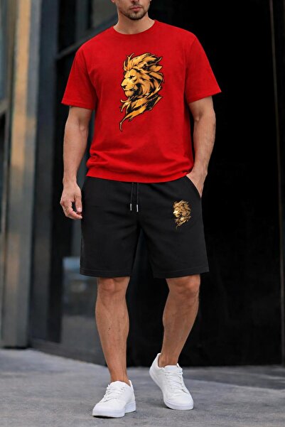 zeag Men's Lion Printed Shorts T-Shirt Set