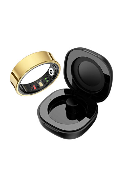 Choice4 خاتم ذكي ذهبي اللون R09 للرجال والنساء مع علبة شحن، وجهاز قياس معدل ض...