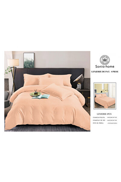 FIONNA.RO Satin Cotton Damask Bedding Set for 1 Person - Salmon