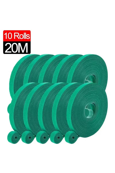 Choice3 10Rolls(20M) Self Adhesive Plant Nylon Cable Tie Green Adjustable Pla...