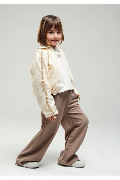 LOCO LOCO LİMİ kız çocuk yumuşak ham keten penye astarlı deniz kabuğu detaylı...