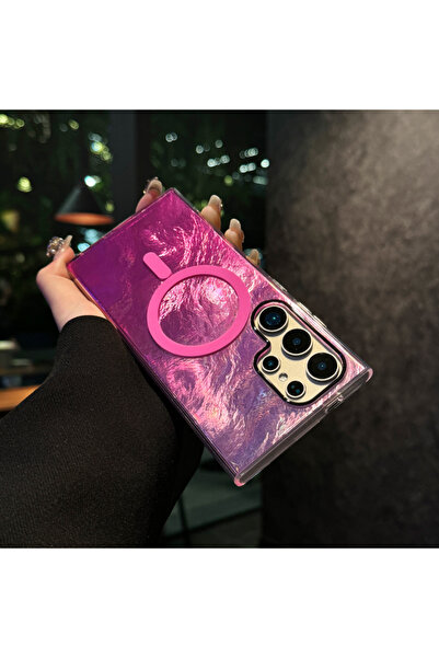 Choice6 هاتف Galaxy S25 Ultra بلون وردي أنيق، بتدرج لوني رمادي مخضر. ملمس جلي...