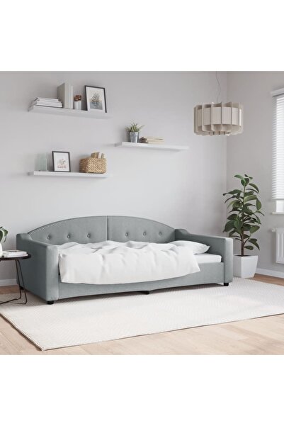 Concept Cadru de pat, gri deschis, 90x190 cm, material textil