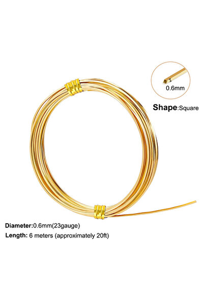 Choice1 سلك نحاسي أصفر ناعم مربع الشكل بطول 6 أمتار، بأقطار 0.6 مم، 0.6 مم، 0...