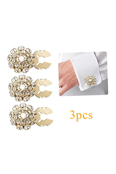 Choice1 Golden 3pcs Rhinestone Crystal Button Detachable Clip-On Butt Sewing ...