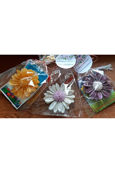 ArtINA esmaraldchic Set 3 margarete parfumate, martisoare handmade din ceara ...