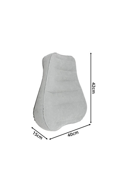 Choice Grey Press to Inflate Lumbar Support Pillow Portable Travel Airplane C...