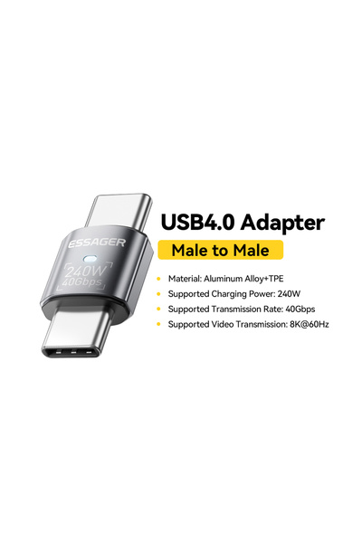choice2 محول ESSAGER USB4.0 40Gbps OTG ذكر إلى ذكر، محول شحن سريع 240 واط، زا...