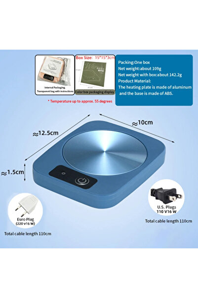 Choice US Blue 55 ℃ ctant temperature heating coaster,evenly heated,no ky cup...