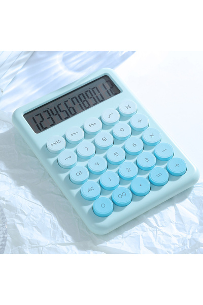 Choice Blue Mechanical Calculator Big Round Button Desktop Calculator 12 Digi...