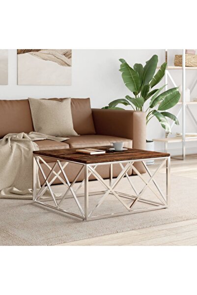 Concept Τραπεζάκι σαλονιού από ανοξείδωτο ατσάλι και συμπαγές ανακυκλωμένο ξύλο