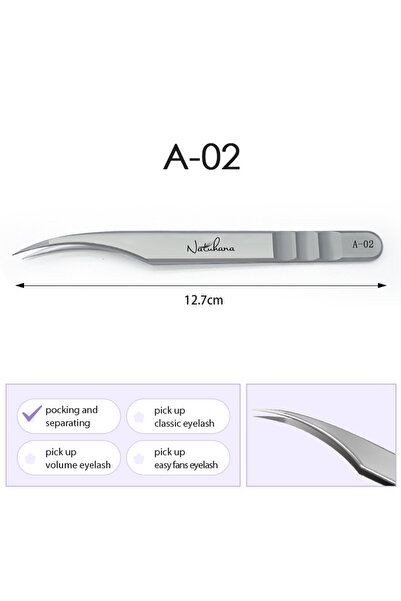 Choice3 ملقط تمديد الرموش A-02 من الفولاذ المقاوم للصدأ، عالي الدقة، فائق الص...
