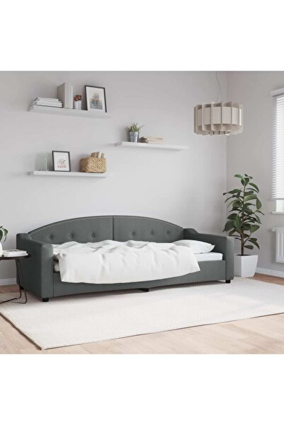 Concept Cadru de pat, gri închis, 80x200 cm, textil