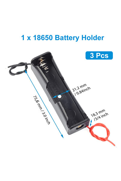 Choice 3 قطع حامل بطاريات 18650 بفتحة واحدة مع سلك، 3.7 فولت، 7.4 فولت، 11.1 ...