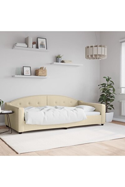 Concept Cadru de pat, crem, 100 x 200 cm, material textil