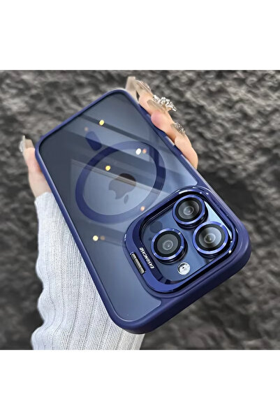 Choice63 جراب غلاف هاتف آيفون 17 برو ماكس فاخر بلون أزرق داكن مع حلقة معدنية ...