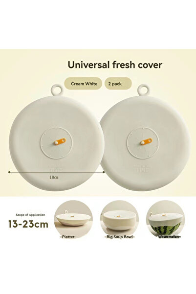 choice2 غطاء سيليكون أبيض كبير الحجم (قطعتان) لحفظ الطعام طازجًا، قابل للتمدد...