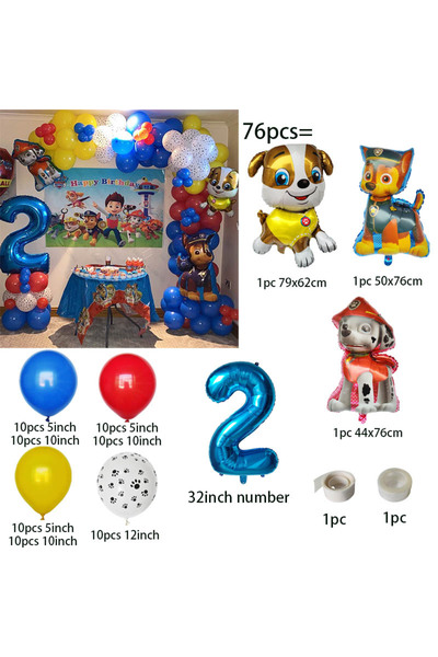 Choice7 مجموعة بالونات باو باترول (رقم 2، 76 قطعة) - قوس بالونات باو باترول -...