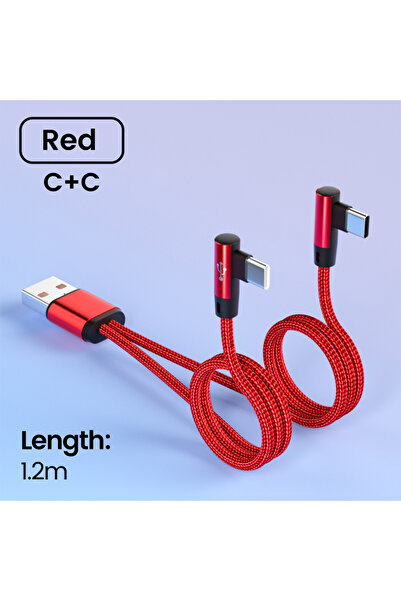 choice2 2Port USBC 1.2M RD 2 In 1 USB Cable To Type C Elbow 90 Degree USB C C...