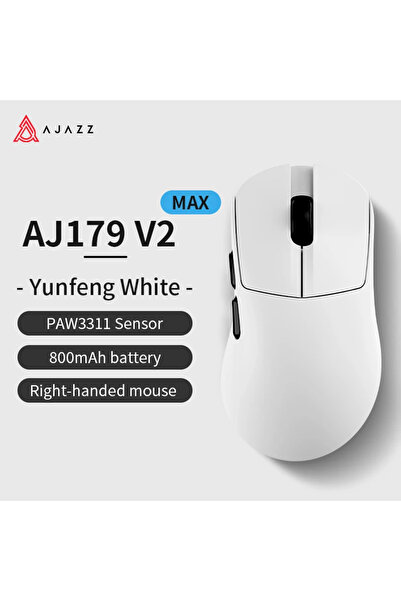 Choice3 فأرة الألعاب اللاسلكية Ajazz AJ179 V2 MAX باللون الأبيض، الإصدار الثا...