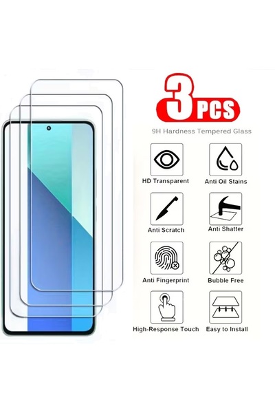 Choice4 3 قطع من الزجاج المقوى لهاتف ريدمي نوت 13 5G، و3 قطع من فيلم الزجاج ا...