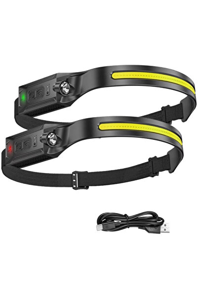 Choice3 Black-2PCS LED Headlamp USB Rechargeable 3-mode Lighting Headlight Fl...