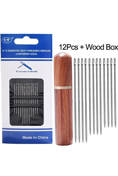 Choice3 مجموعة من 12 قطعة مع علبة، 12/30 قطعة من إبر الخياطة ذات الفتحة الجان...