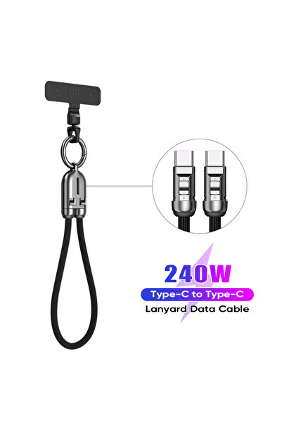 Choice كابل بيانات أسود بطول 30 سم، 48 فولت، 5 أمبير، من النوع C إلى النوع C،...