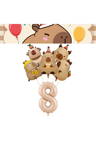 Choice9 10inch Number Balloon 8 6Pcs Cute Capybara Birthday Ballo Cartoon Alu...