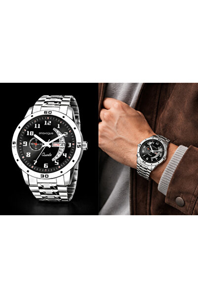 PROVOGUE SK 654 Silver Black Analog Watch