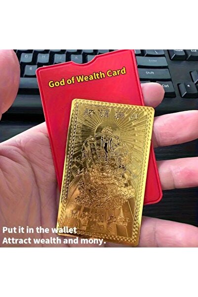 Choice1 بطاقة إله الثروة الصينية ثانكا الذهبية، مطلية برقائق ذهبية. تعويذة رو...