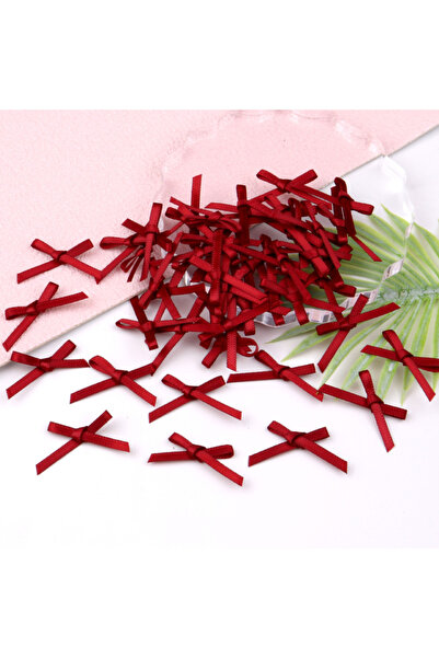 Choice48 100PCS Wine Red 100pc 3cm Mini Ribbon Bows Flower for Sewing Appliqu...