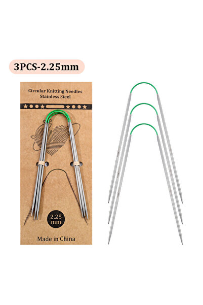 Choice8 2.25MM 3Pcs Circular Knit Needles 23cm Stainless Steel Circular Knitt...
