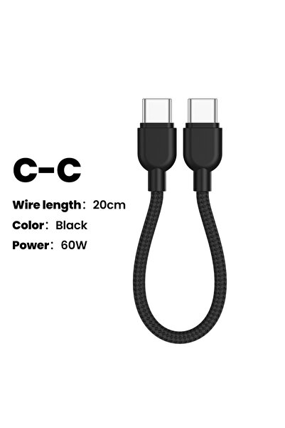 Choice3 كابل USB من النوع C إلى النوع C بقوة 60 واط، أسود اللون، بتصميم أولاف...