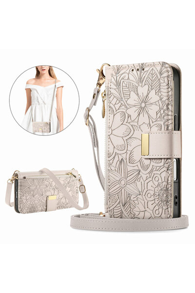 Choice40 غلاف هاتف آيفون 17 برو ماكس رمادي اللون، مزود بحزام جلد طويل وسحاب، ...