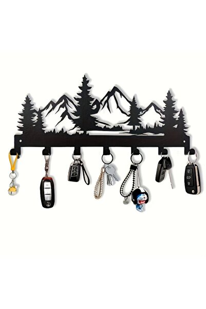 Choice علاقة مفاتيح معدنية سوداء ساحرة بتصميم غابة - تُثبت على الحائط، سهلة ا...