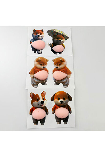 Choice3 3 قطع من ملصقات الكلاب الصغيرة ذات البطن الكبير المضادة للتصادم، ملصق...