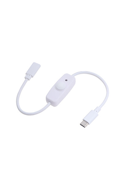 Choice كابل تمديد أبيض عالمي من النوع C مزود بزر تشغيل/إيقاف وشحن USB من النوع C