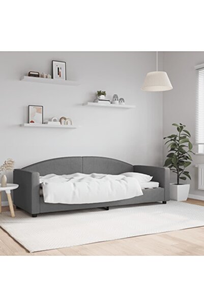 Concept Cadru de pat, gri închis, 80x200 cm, textil