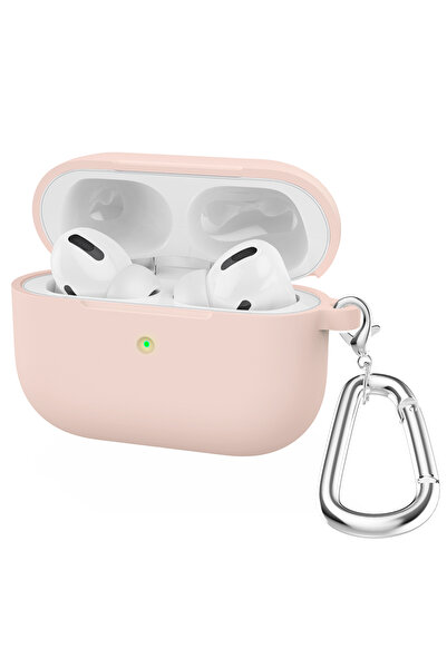 Choice7 جراب سيليكون وردي فاتح اللون لسماعات AirPods Pro، جراب بلوتوث مزود بخ...