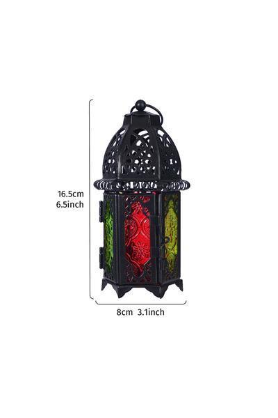 Choice5 شمعدان حديدي مجوف بتصميم أوروبي عتيق، قطعة واحدة، زجاج مزخرف موركاني