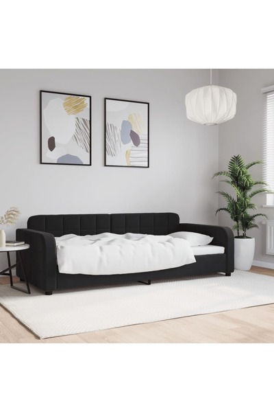 Concept Pat de zi, negru, 90x200 cm, catifea